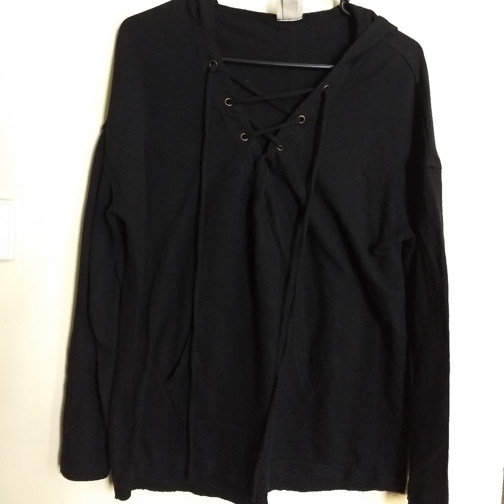 Black lace up shirt